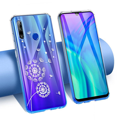 Silikon Schutzhülle Ultra Dünn Tasche Durchsichtig Transparent Blumen T02 für Huawei Honor 20 Lite Blau