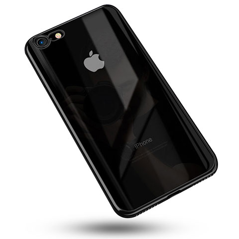 Silikon Schutzhülle Ultra Dünn Tasche Durchsichtig Transparent C02 für Apple iPhone 7 Schwarz