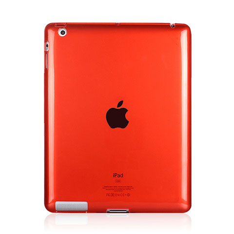 Silikon Schutzhülle Ultra Dünn Tasche Durchsichtig Transparent für Apple iPad 2 Rot