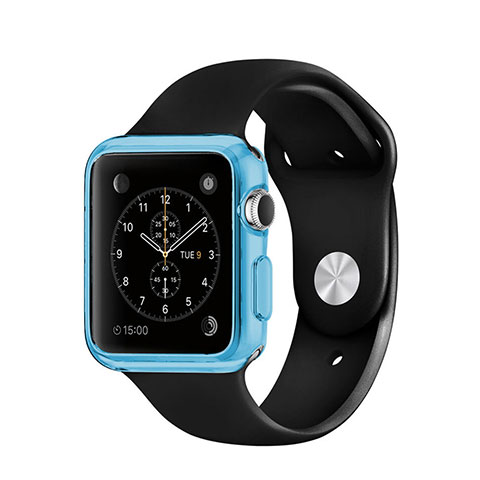 Silikon Schutzhülle Ultra Dünn Tasche Durchsichtig Transparent für Apple iWatch 2 42mm Blau