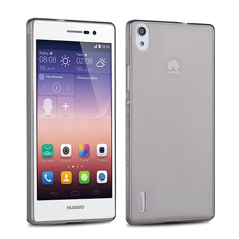 Silikon Schutzhülle Ultra Dünn Tasche Durchsichtig Transparent für Huawei P7 Dual SIM Grau