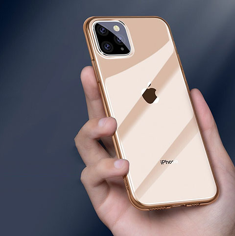 Silikon Schutzhülle Ultra Dünn Tasche Durchsichtig Transparent H01 für Apple iPhone 11 Pro Gold
