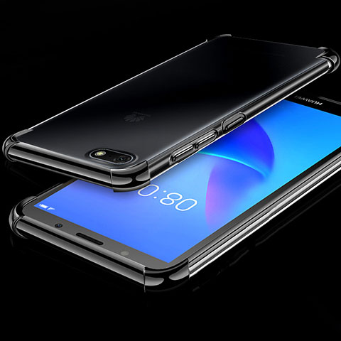 Silikon Schutzhülle Ultra Dünn Tasche Durchsichtig Transparent H01 für Huawei Honor 7S Schwarz