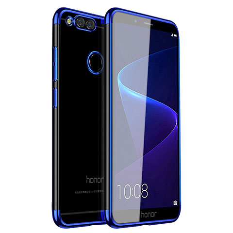 Silikon Schutzhülle Ultra Dünn Tasche Durchsichtig Transparent H01 für Huawei Honor 7X Blau