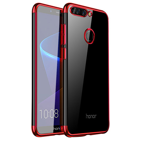 Silikon Schutzhülle Ultra Dünn Tasche Durchsichtig Transparent H01 für Huawei Honor 8 Pro Rot