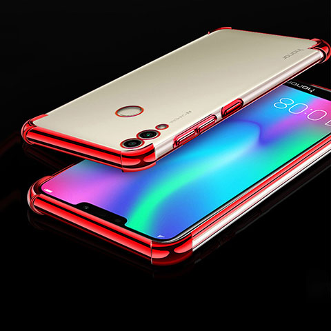 Silikon Schutzhülle Ultra Dünn Tasche Durchsichtig Transparent H01 für Huawei Honor Play 8C Rot