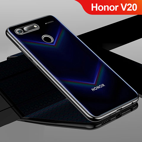Silikon Schutzhülle Ultra Dünn Tasche Durchsichtig Transparent H01 für Huawei Honor View 20 Schwarz