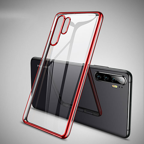Silikon Schutzhülle Ultra Dünn Tasche Durchsichtig Transparent H01 für Huawei P30 Pro Rot