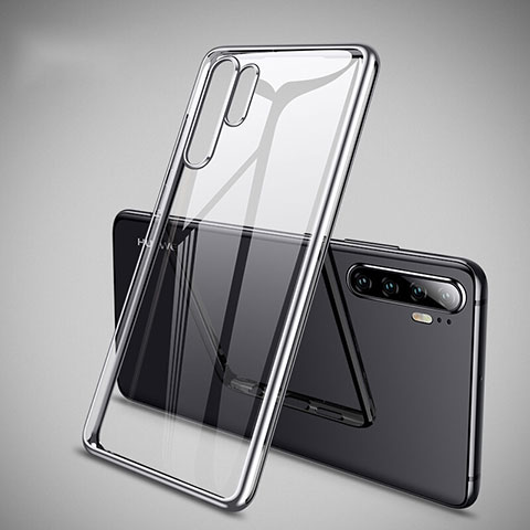 Silikon Schutzhülle Ultra Dünn Tasche Durchsichtig Transparent H01 für Huawei P30 Pro Silber