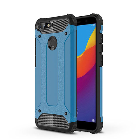 Silikon Schutzhülle Ultra Dünn Tasche Durchsichtig Transparent H01 für Huawei Y6 (2018) Blau