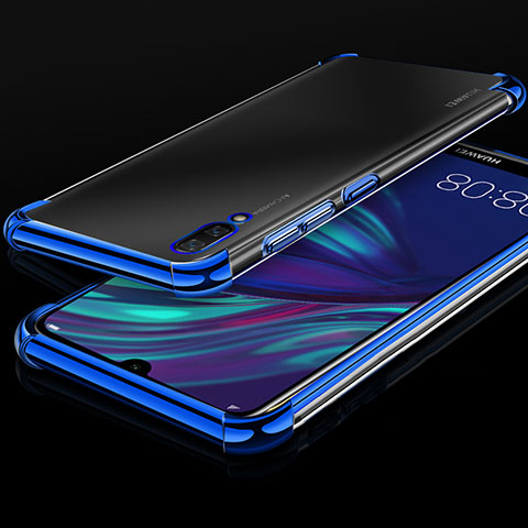 Silikon Schutzhülle Ultra Dünn Tasche Durchsichtig Transparent H01 für Huawei Y7 (2019) Blau