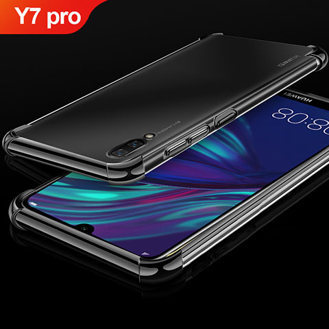 Silikon Schutzhülle Ultra Dünn Tasche Durchsichtig Transparent H01 für Huawei Y7 (2019) Schwarz