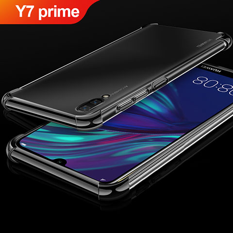 Silikon Schutzhülle Ultra Dünn Tasche Durchsichtig Transparent H01 für Huawei Y7 Prime (2019) Schwarz