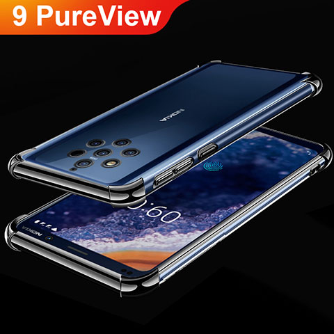 Silikon Schutzhülle Ultra Dünn Tasche Durchsichtig Transparent H01 für Nokia 9 PureView Schwarz
