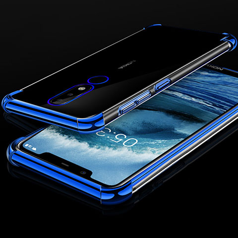 Silikon Schutzhülle Ultra Dünn Tasche Durchsichtig Transparent H01 für Nokia X5 Blau