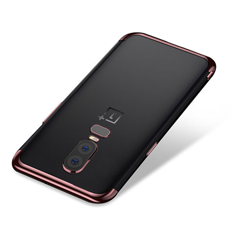 Silikon Schutzhülle Ultra Dünn Tasche Durchsichtig Transparent H01 für OnePlus 6 Rosegold