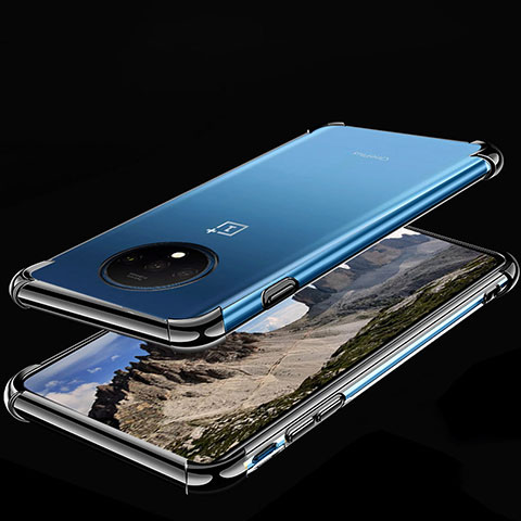 Silikon Schutzhülle Ultra Dünn Tasche Durchsichtig Transparent H01 für OnePlus 7T Schwarz