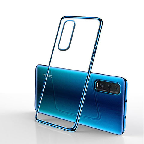 Silikon Schutzhülle Ultra Dünn Tasche Durchsichtig Transparent H01 für Oppo Find X2 Blau