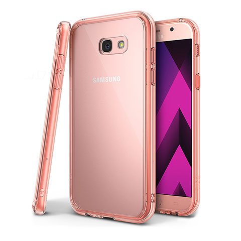 Silikon Schutzhülle Ultra Dünn Tasche Durchsichtig Transparent H01 für Samsung Galaxy A7 (2017) A720F Rosa