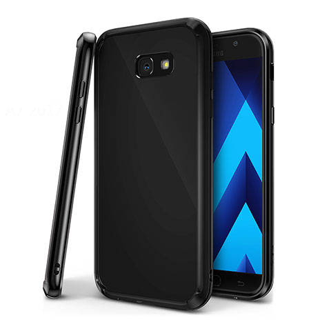 Silikon Schutzhülle Ultra Dünn Tasche Durchsichtig Transparent H01 für Samsung Galaxy A7 (2017) A720F Schwarz