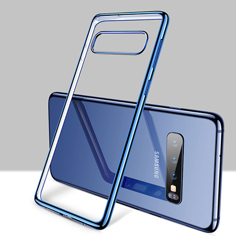 Silikon Schutzhülle Ultra Dünn Tasche Durchsichtig Transparent H01 für Samsung Galaxy S10 Blau
