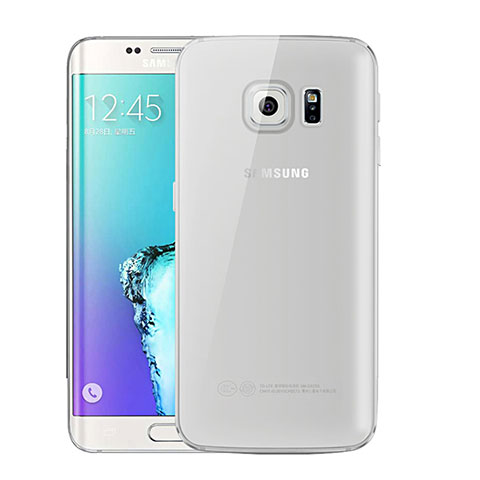Silikon Schutzhülle Ultra Dünn Tasche Durchsichtig Transparent H01 für Samsung Galaxy S6 Edge+ Plus SM-G928F Grau