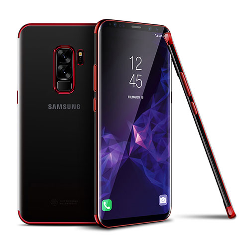 Silikon Schutzhülle Ultra Dünn Tasche Durchsichtig Transparent H01 für Samsung Galaxy S9 Plus Rot