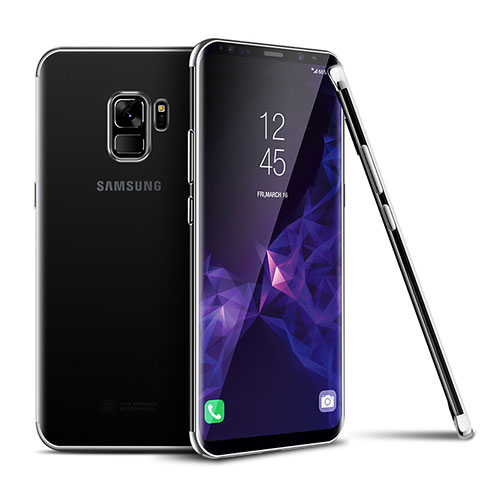 Silikon Schutzhülle Ultra Dünn Tasche Durchsichtig Transparent H01 für Samsung Galaxy S9 Silber