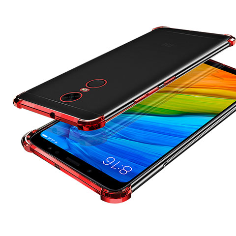 Silikon Schutzhülle Ultra Dünn Tasche Durchsichtig Transparent H01 für Xiaomi Redmi Note 5 Indian Version Rot