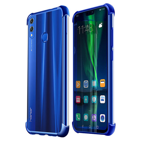 Silikon Schutzhülle Ultra Dünn Tasche Durchsichtig Transparent H02 für Huawei Honor 8X Blau