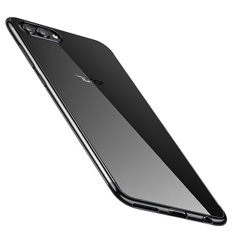 Silikon Schutzhülle Ultra Dünn Tasche Durchsichtig Transparent H02 für Huawei Honor V10 Schwarz