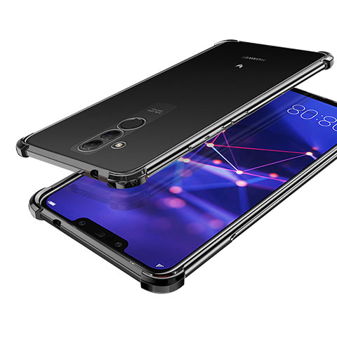 Silikon Schutzhülle Ultra Dünn Tasche Durchsichtig Transparent H02 für Huawei Mate 20 Lite Schwarz