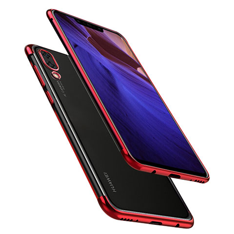 Silikon Schutzhülle Ultra Dünn Tasche Durchsichtig Transparent H02 für Huawei Nova 3 Rot