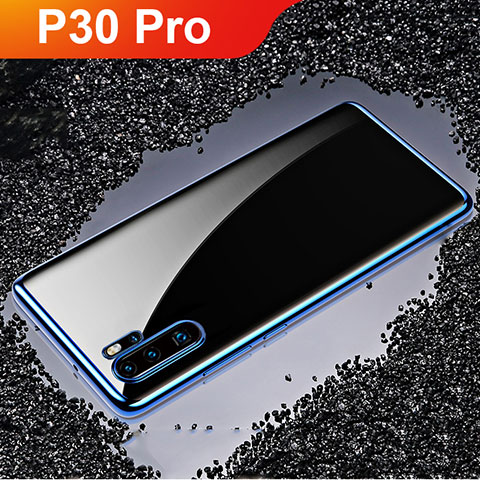 Silikon Schutzhülle Ultra Dünn Tasche Durchsichtig Transparent H02 für Huawei P30 Pro Blau