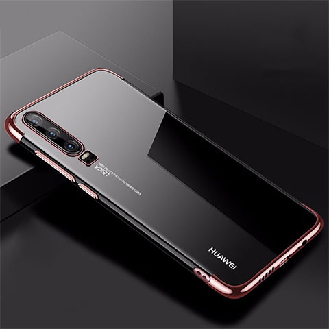 Silikon Schutzhülle Ultra Dünn Tasche Durchsichtig Transparent H02 für Huawei P30 Rosegold