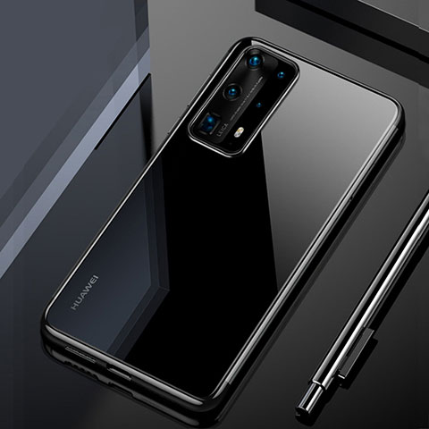 Silikon Schutzhülle Ultra Dünn Tasche Durchsichtig Transparent H02 für Huawei P40 Pro+ Plus Schwarz