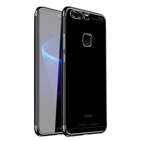 Silikon Schutzhülle Ultra Dünn Tasche Durchsichtig Transparent H02 für Huawei P9 Schwarz