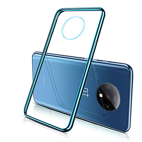 Silikon Schutzhülle Ultra Dünn Tasche Durchsichtig Transparent H02 für OnePlus 7T Blau
