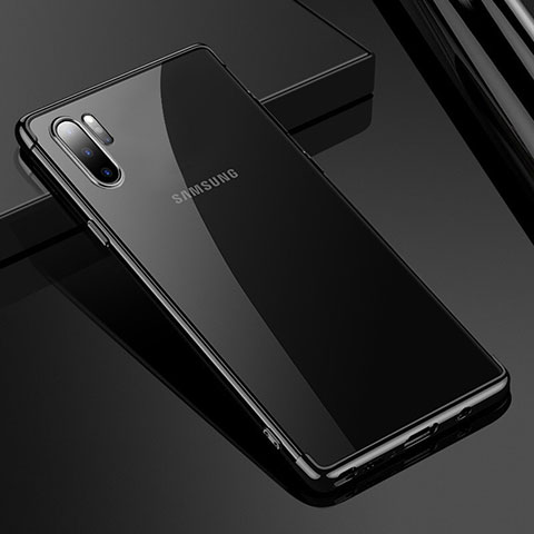 Silikon Schutzhülle Ultra Dünn Tasche Durchsichtig Transparent H02 für Samsung Galaxy Note 10 Plus Schwarz