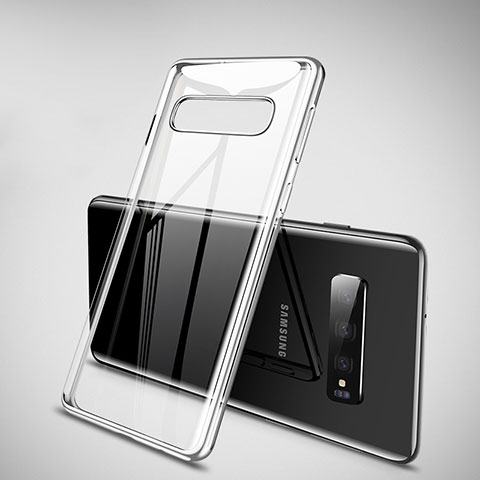 Silikon Schutzhülle Ultra Dünn Tasche Durchsichtig Transparent H02 für Samsung Galaxy S10 Silber
