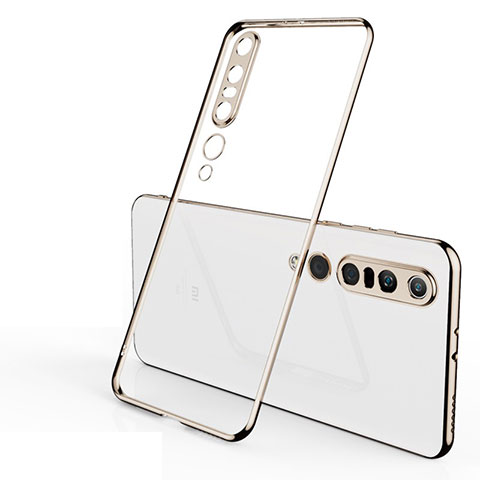 Silikon Schutzhülle Ultra Dünn Tasche Durchsichtig Transparent H02 für Xiaomi Mi 10 Pro Gold