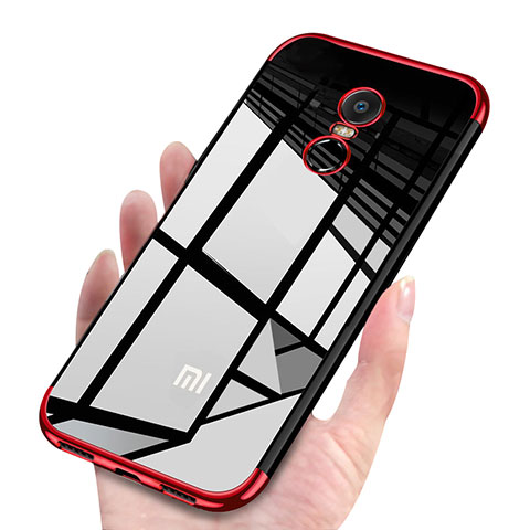 Silikon Schutzhülle Ultra Dünn Tasche Durchsichtig Transparent H02 für Xiaomi Redmi 5 Plus Rot