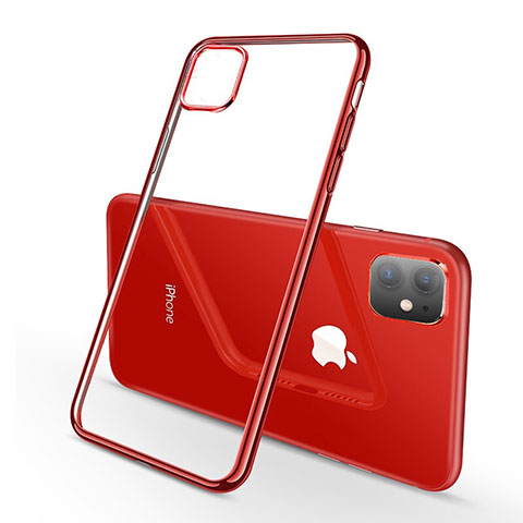 Silikon Schutzhülle Ultra Dünn Tasche Durchsichtig Transparent H03 für Apple iPhone 11 Rot
