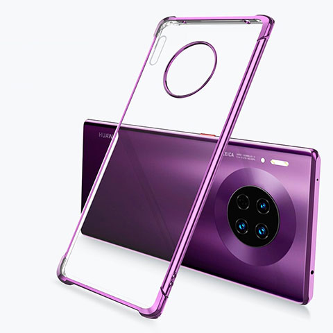 Silikon Schutzhülle Ultra Dünn Tasche Durchsichtig Transparent H03 für Huawei Mate 30 Pro 5G Violett
