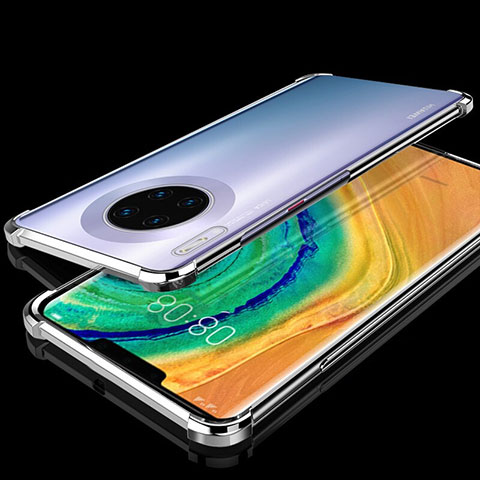 Silikon Schutzhülle Ultra Dünn Tasche Durchsichtig Transparent H04 für Huawei Mate 30 Pro 5G Silber