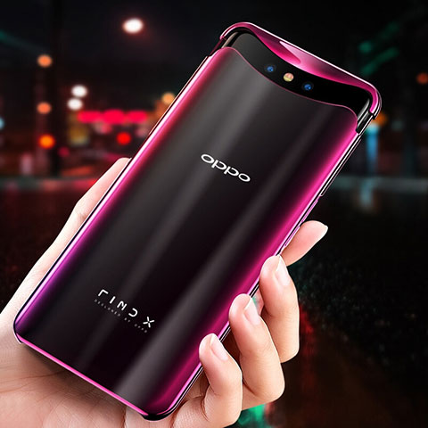 Silikon Schutzhülle Ultra Dünn Tasche Durchsichtig Transparent H04 für Oppo Find X Super Flash Edition Rot