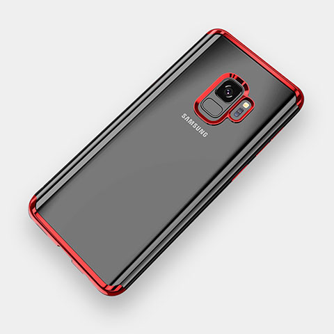 Silikon Schutzhülle Ultra Dünn Tasche Durchsichtig Transparent H04 für Samsung Galaxy S9 Rot
