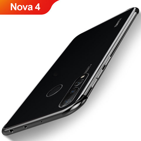 Silikon Schutzhülle Ultra Dünn Tasche Durchsichtig Transparent H06 für Huawei Nova 4 Schwarz