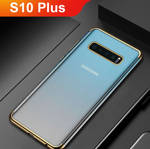 Silikon Schutzhülle Ultra Dünn Tasche Durchsichtig Transparent H06 für Samsung Galaxy S10 Plus Gold