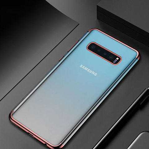 Silikon Schutzhülle Ultra Dünn Tasche Durchsichtig Transparent H06 für Samsung Galaxy S10 Plus Rosegold